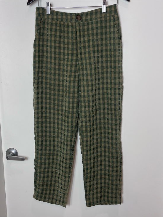 willow & root Pants - Willow + Root Pants Medium Olive Green Textured‎ Plaid Stretch Trousers NWT